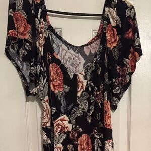 Torrid Black Floral Flower Butterfly Ruffle Bottom Maxi Dress Plus Size 1